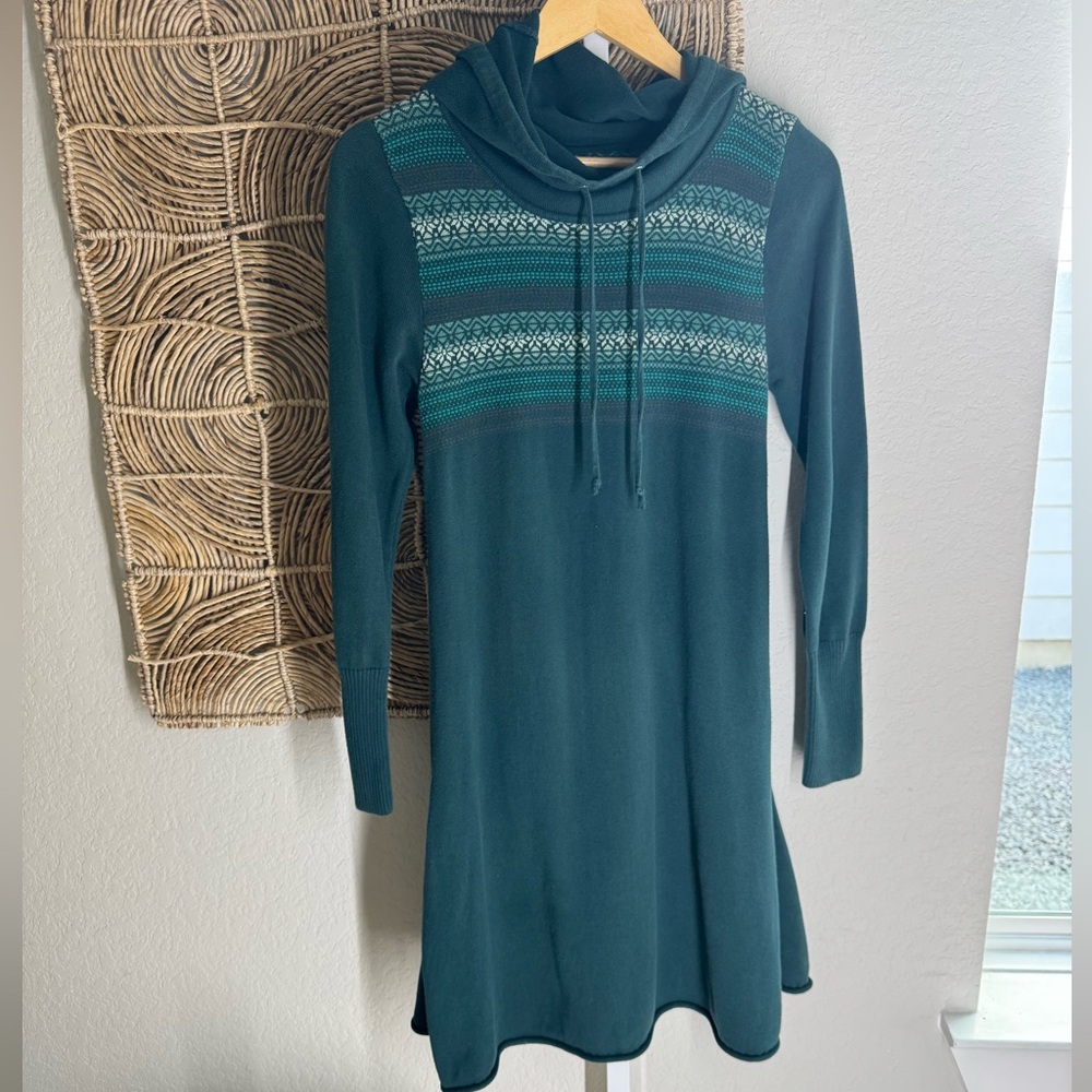 Prana Long Sleeve fair isle pattern dress.